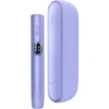 Lavender IQOS heated-tobacco device with a matching protective case beside it.