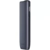 Profile view of a dark gray IQOS heat-not-burn device with a side button and indicator window.