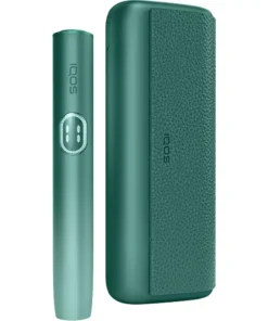 Green IQOS tobacco heating device with a matching green charging case (two-piece kit)