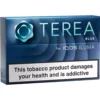 TEREA Blue IQOS ILUMA tobacco product packaging with a health warning label across the front reading: This tobacco product damages your health and is addictive